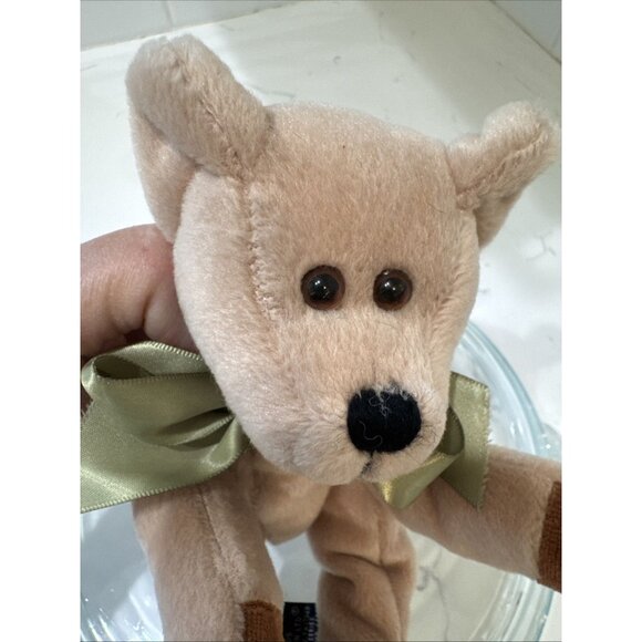 VTG Boyds Bears-J.B Bean 10” Bear Plush Beanie W/Green Bow 5-Way Jointed - Picture 10 of 12